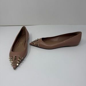 Valentino Garavani Rockstud Alcove Leather Ballet Flats Shoes Pink Neutral 7